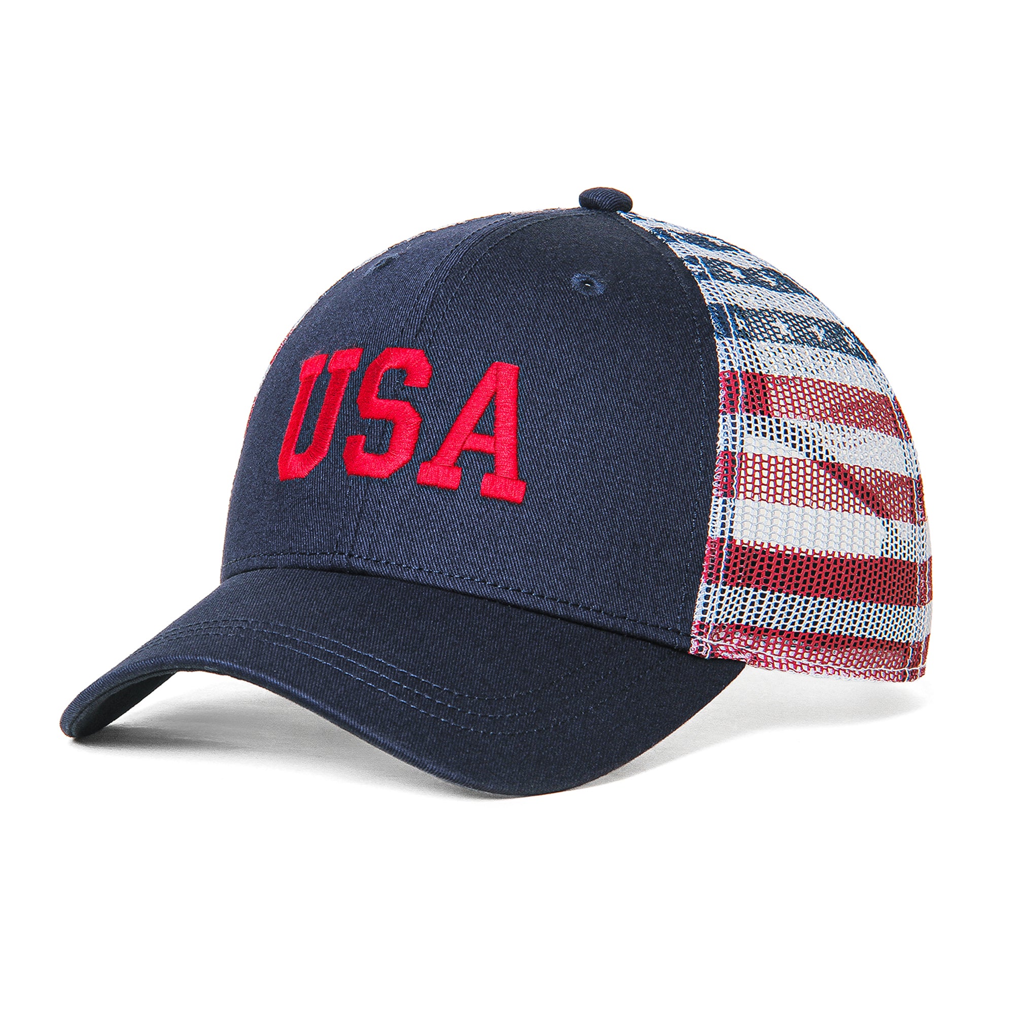 USA Trucker Hat Lazy J Ranch Charcoal Grey & White USA American Flag Bull  main image 3