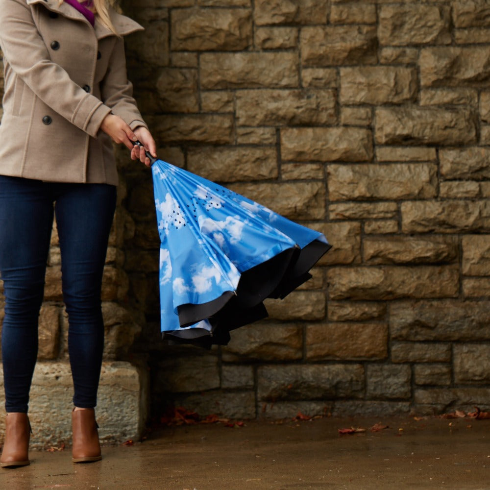 InBrella Reverse Close Umbrella in americana Open Under Canopy