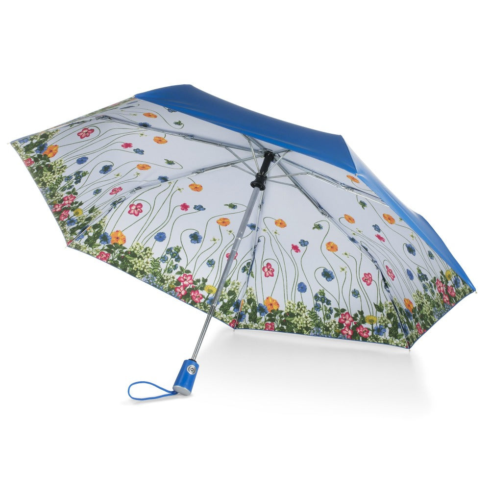 Under Canopy Print Auto Open Close Umbrella in Flower Garden Under Canopy View