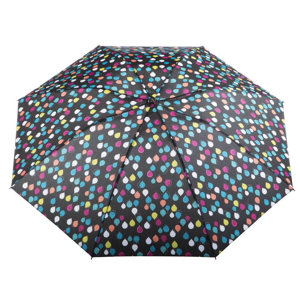 InBrella Reverse Close Folding Umbrella in Large Raindrops Open Top View