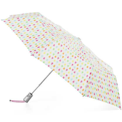 Signature Auto Open Umbrella With Neverwet in White Rain Open Side Profile