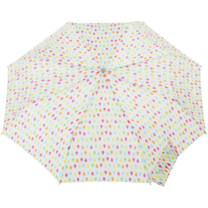Signature Auto Open Umbrella With Neverwet in White Rain Open Top View