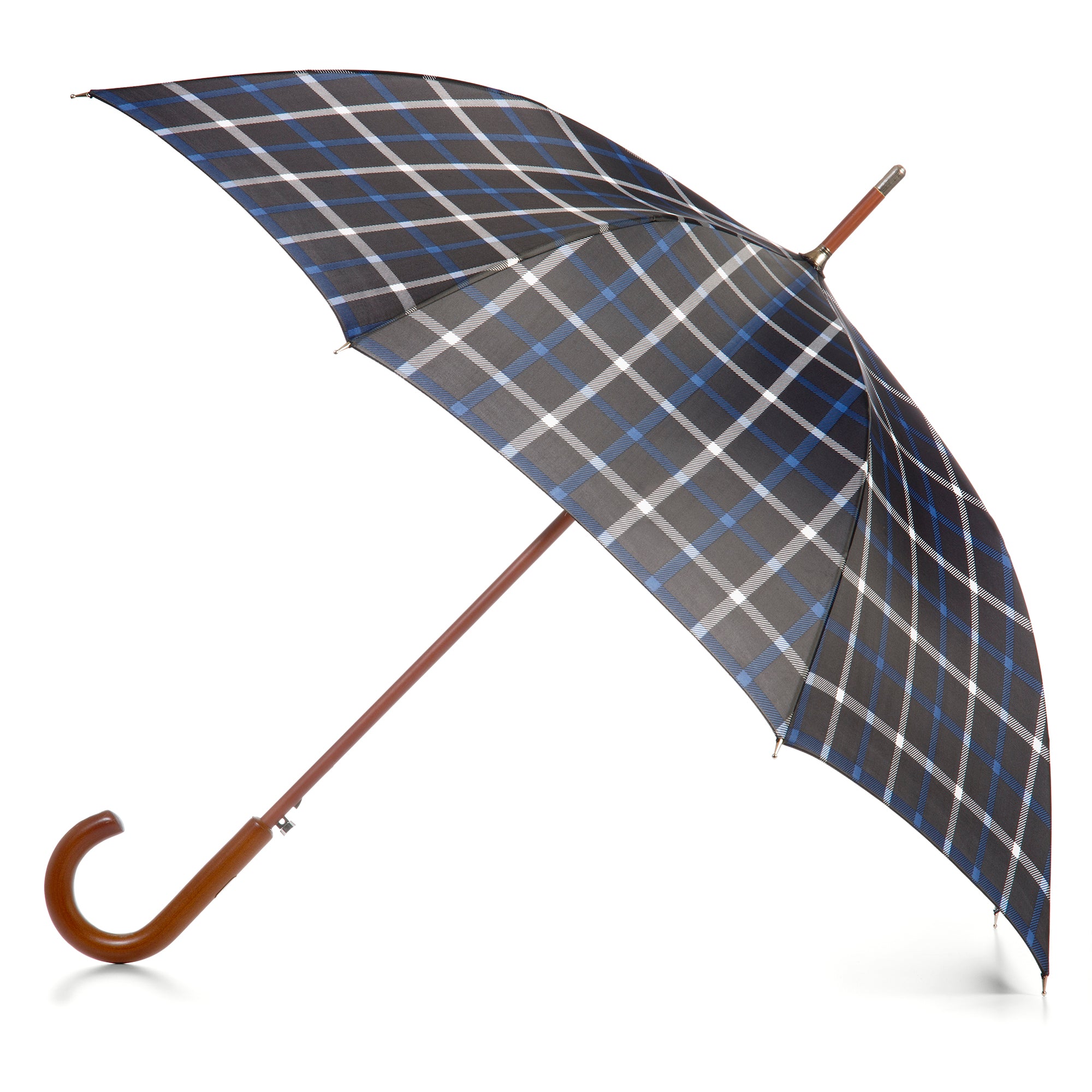 9302 Blue Line Wooden Stick Umbrella - Totes Auto Open Umbrella