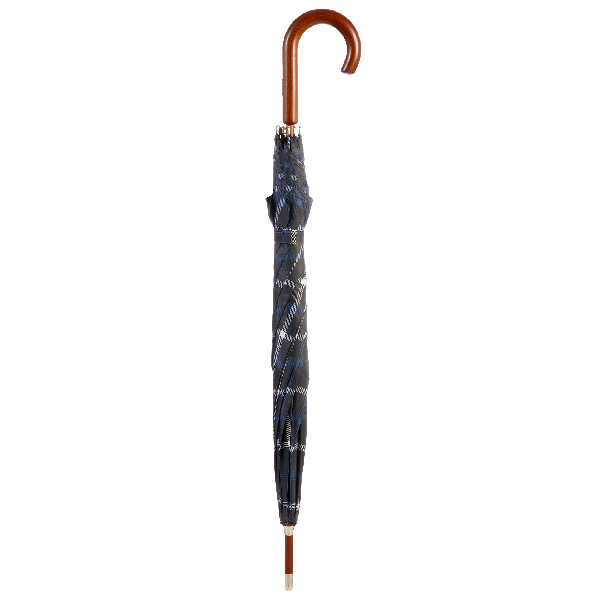 9302 Blue Line Wooden Stick Umbrella - Totes Auto Open Umbrella