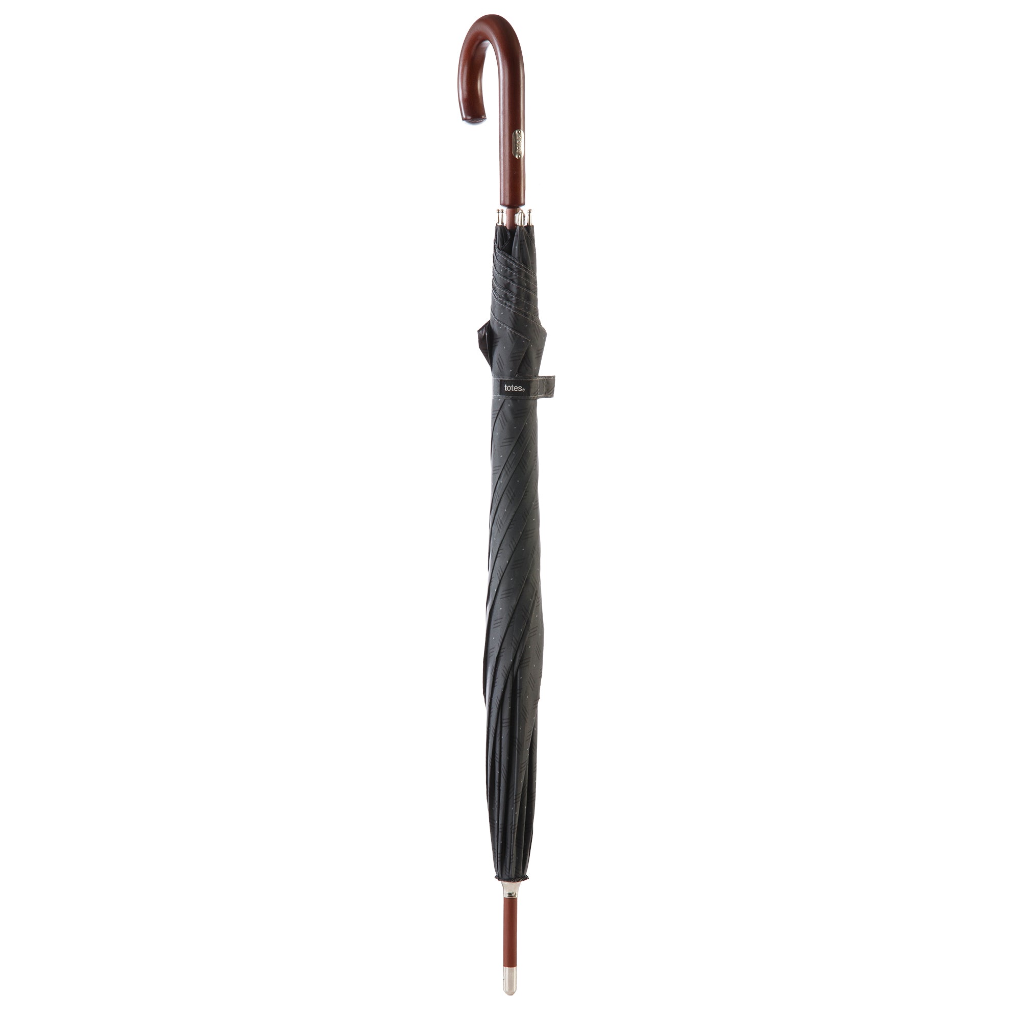 9302 Blue Line Wooden Stick Umbrella - Totes Auto Open Umbrella