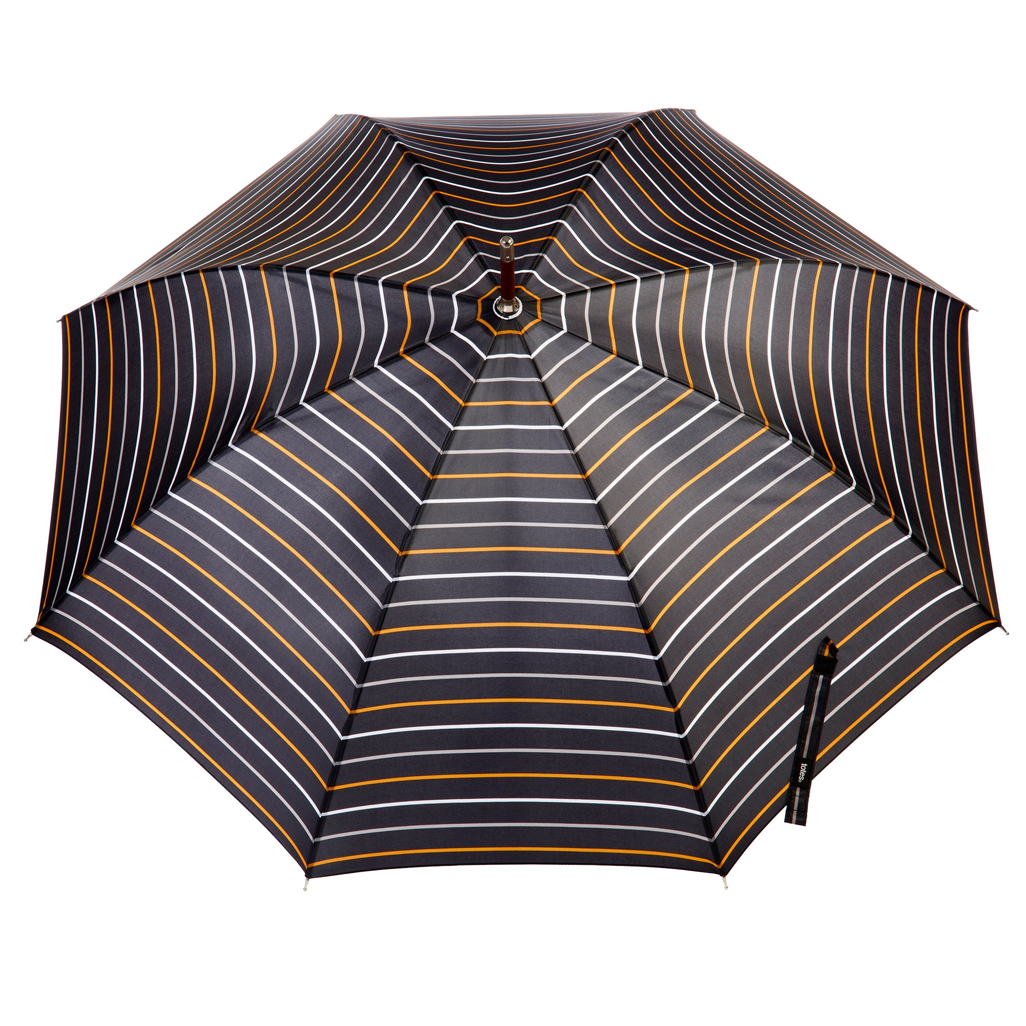 9302 Blue Line Wooden Stick Umbrella - Totes Auto Open Umbrella