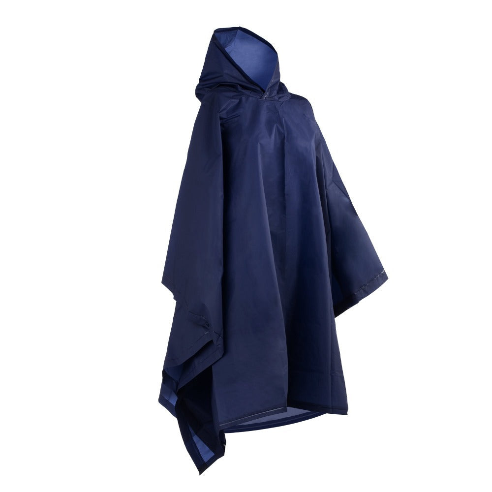 Unisex Rain Poncho in Navy Side Profile