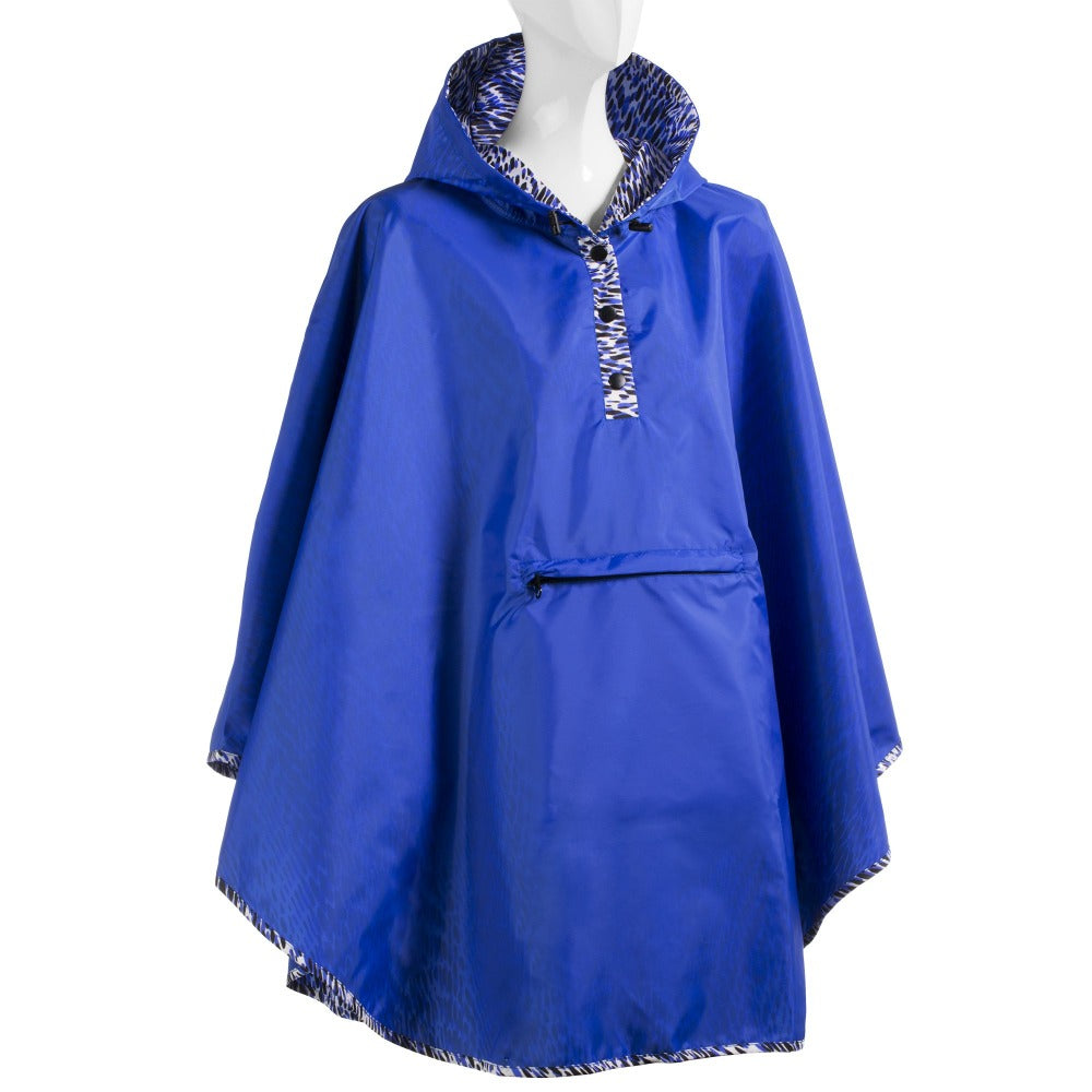 Reversible Rain Poncho in Nordic Leopard Right Angled Side View