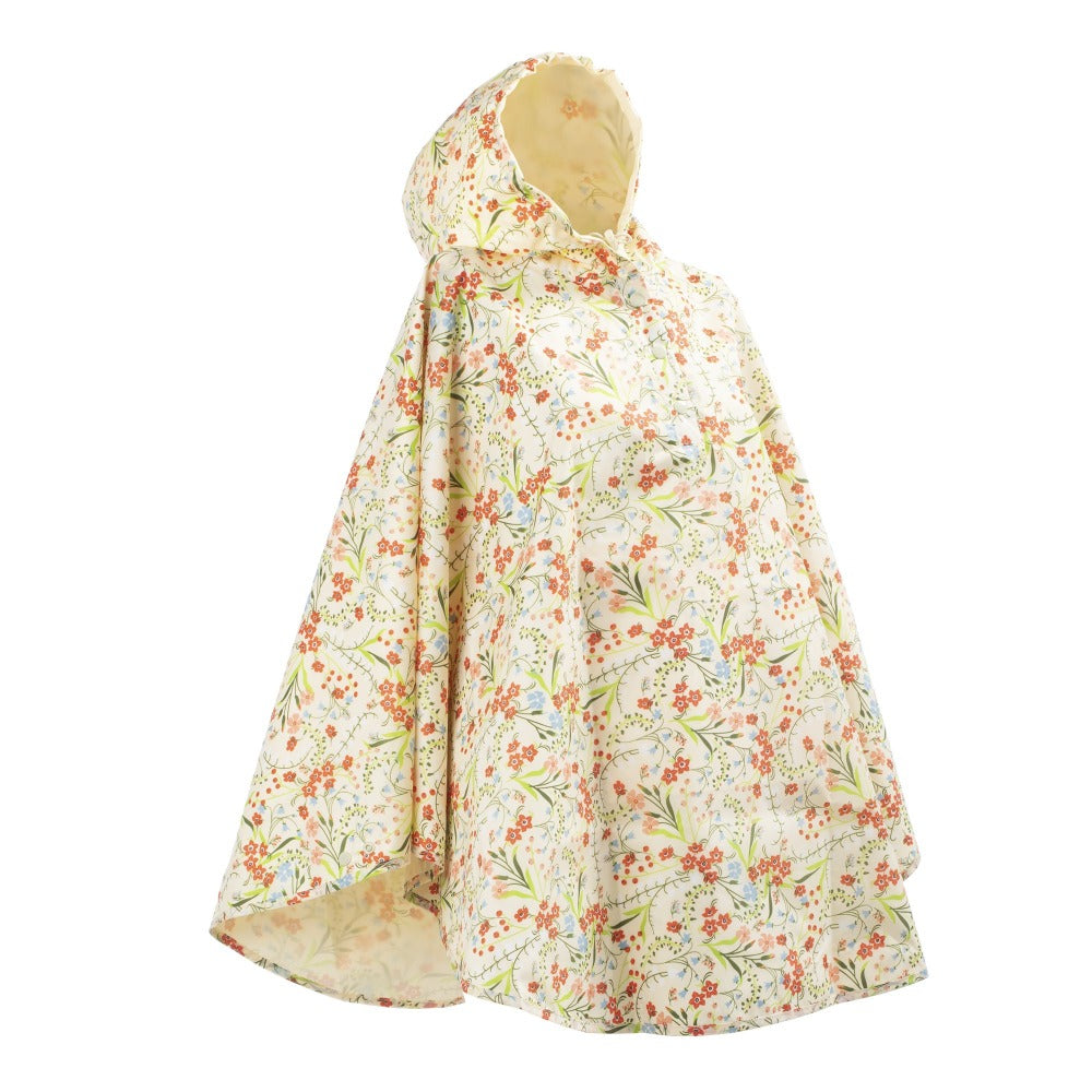 Reversible Rain Poncho in Wild Flowers Right Angled Side View