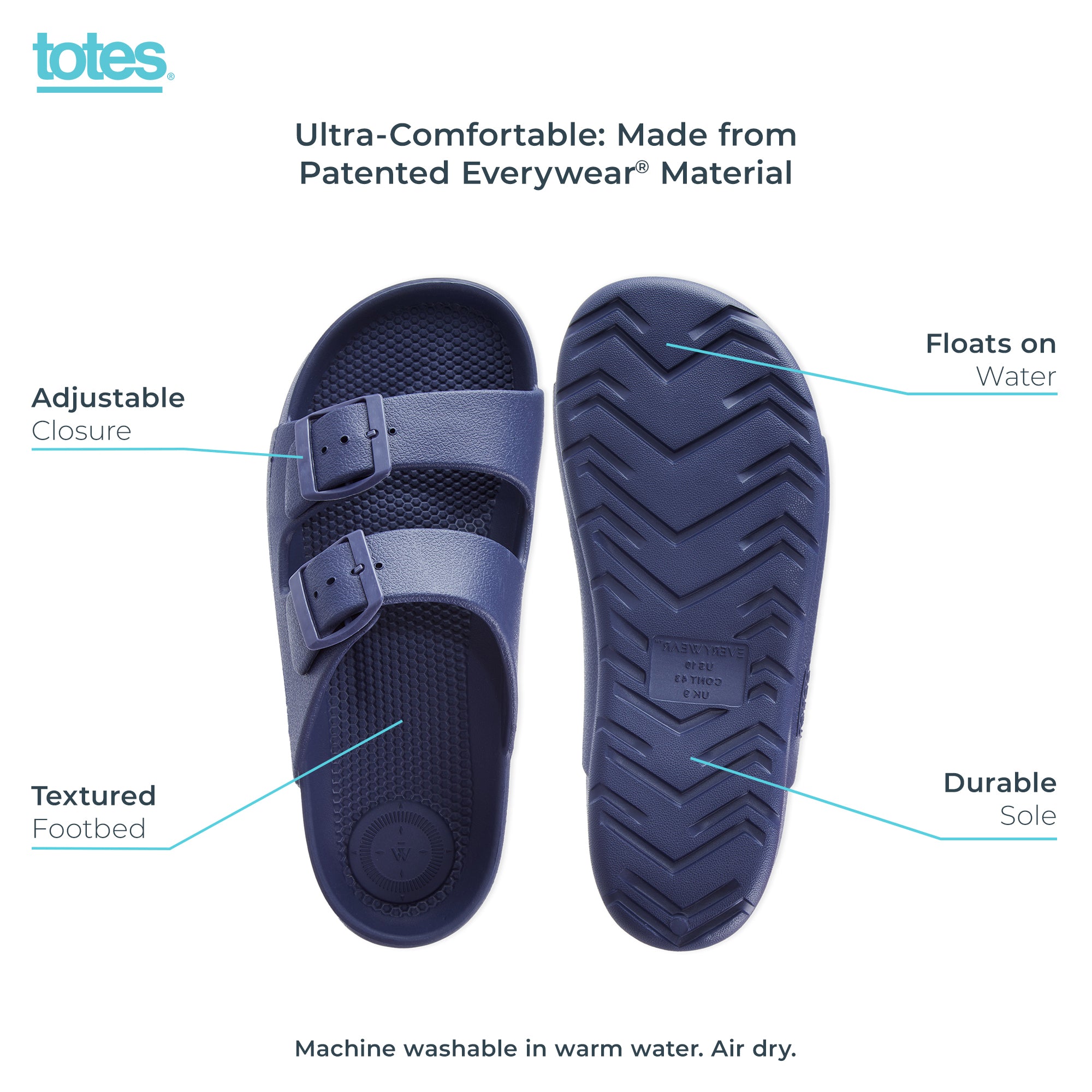 Men's Adjustable Double Buckle Slide Sandal – Totes.com USA