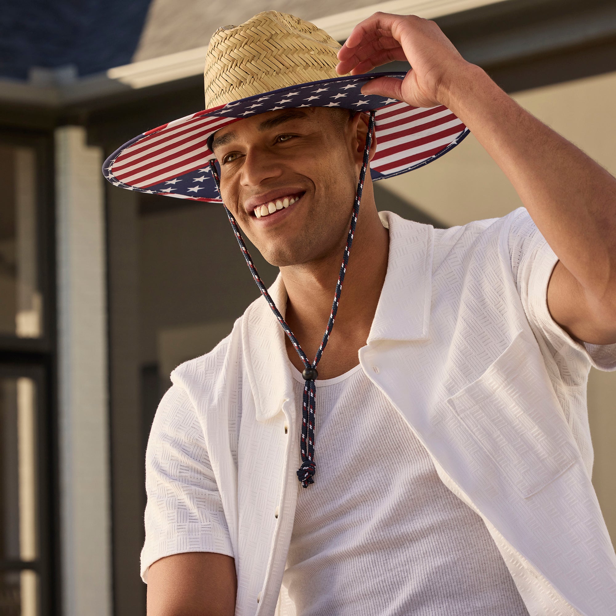44073 totes Straw hat with American flag pattern 
