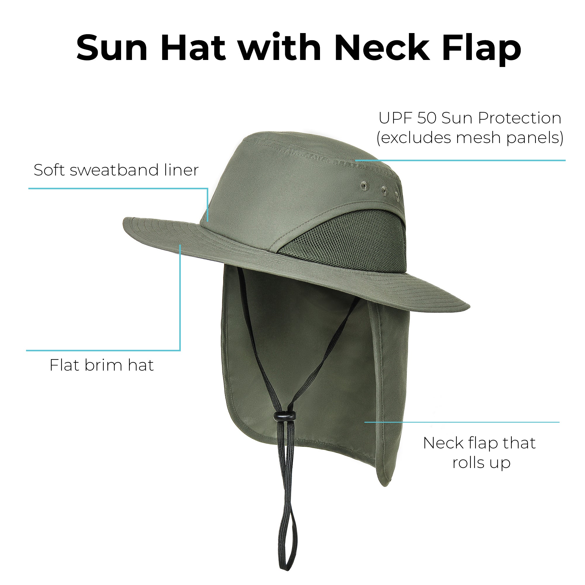 A44083 Sun Hat with Flap with Sun Protection 