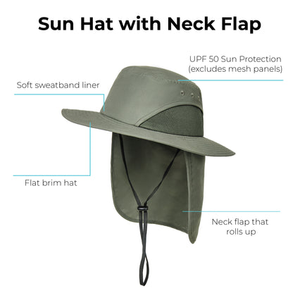A44083 Sun Hat with Flap with Sun Protection 
