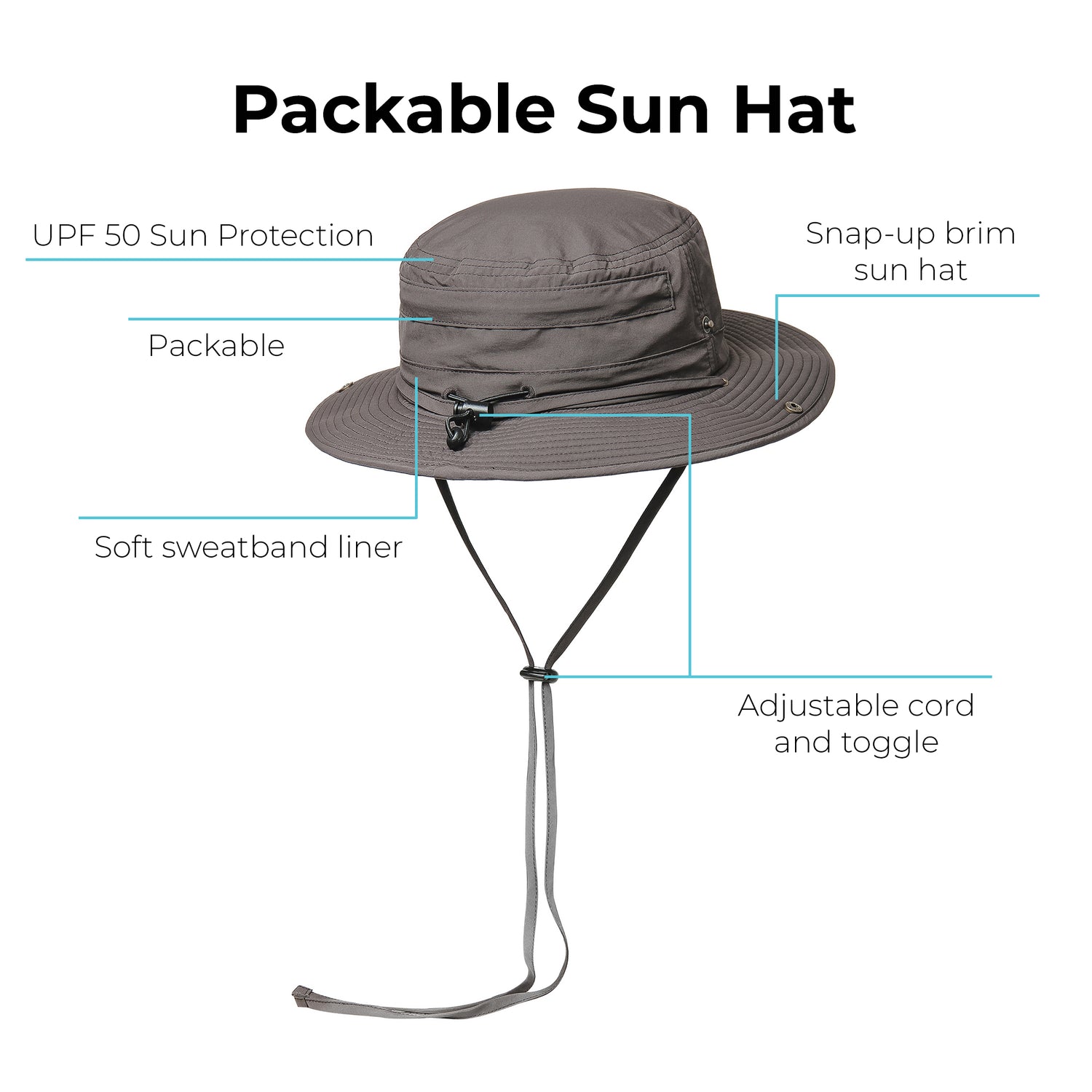 A44084 Totes Packable Sun Hat with Sun Protection 