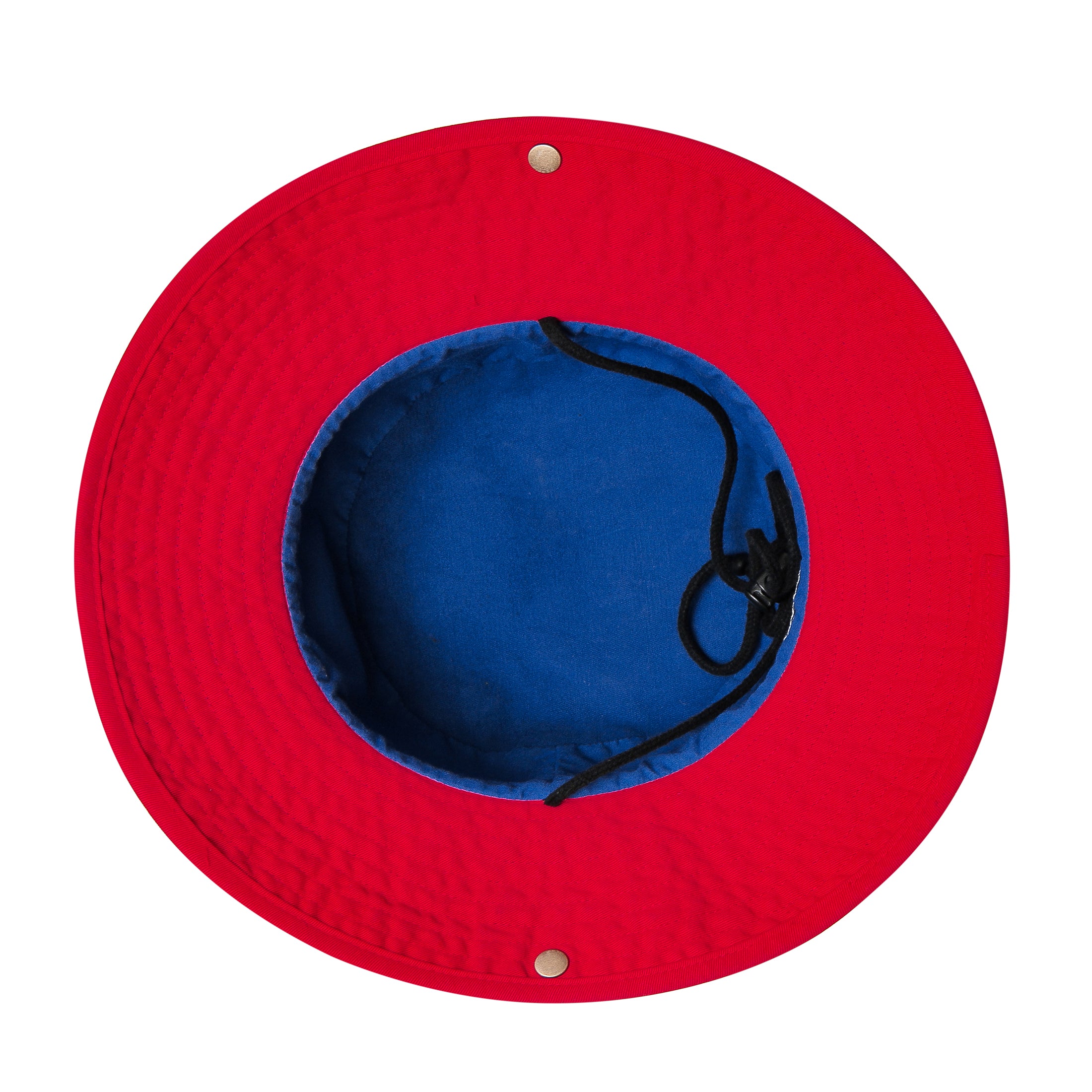 Red, white, and blue hat with American flag design on a white background