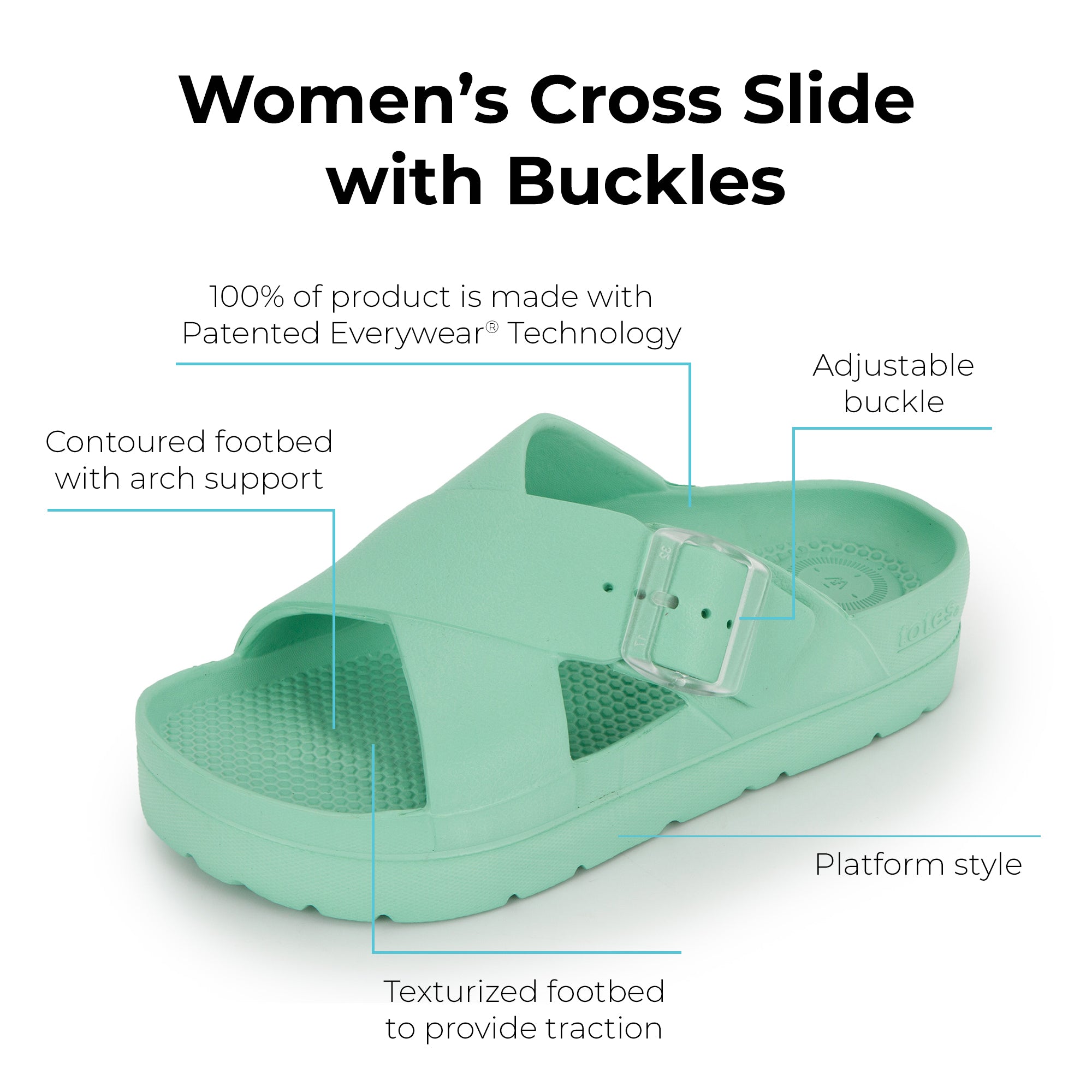 ts40 totes Womens Cross Buckle Slide 