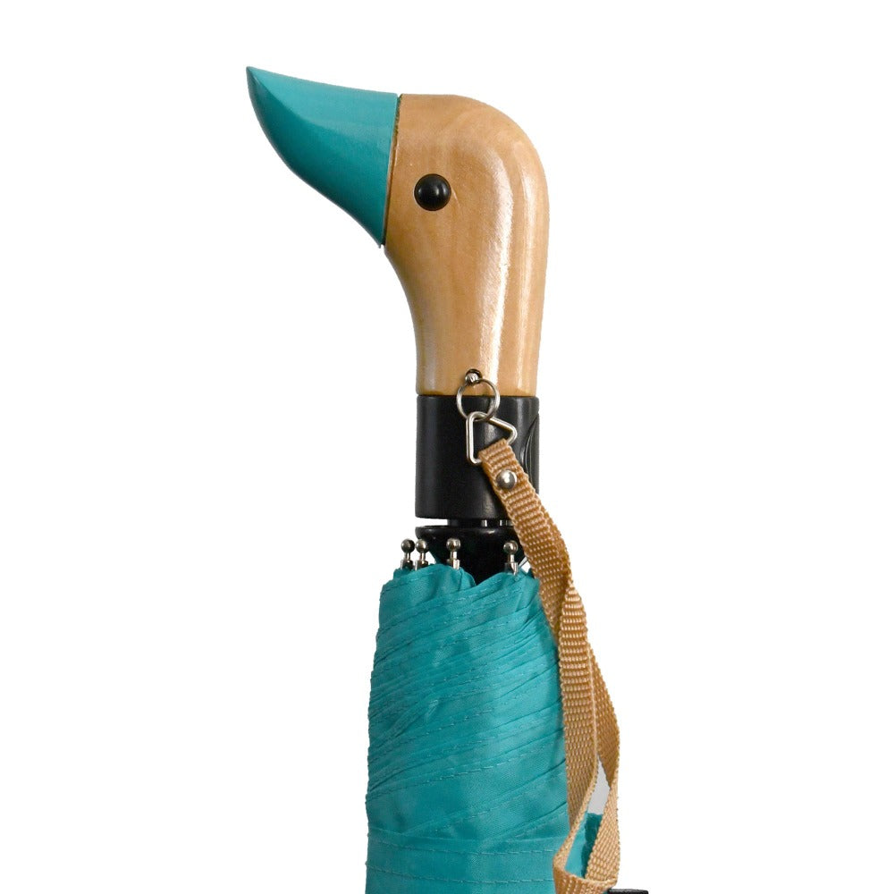 Wooden Duck Handle Auto Open Umbrella in Tahitian Blue Duck Handle 