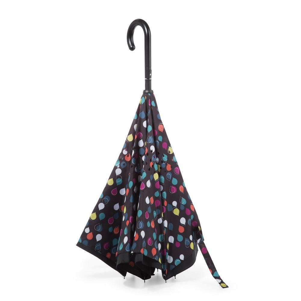 InBrella Reverse Close Umbrella in Large Raindrops Inverse Closed Stand Up