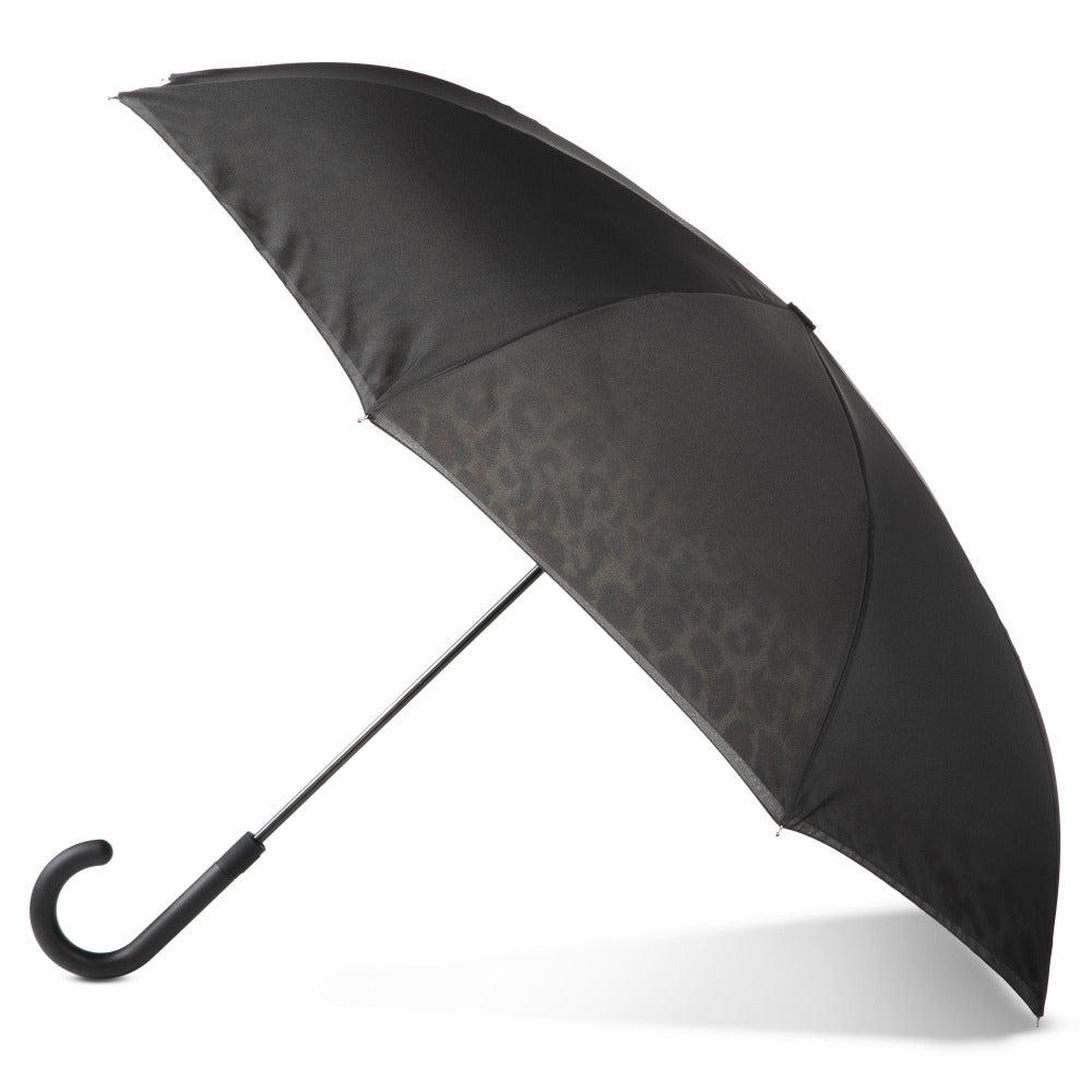 InBrella Reverse Close Umbrella in Honey Leopard Open Side Profile