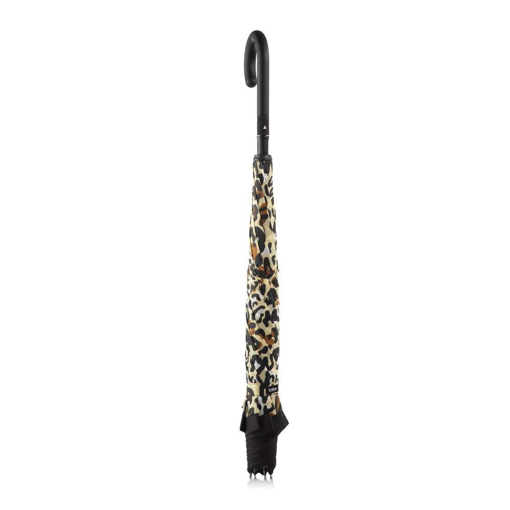 InBrella Reverse Close Umbrella in Honey Leopard Inverse Closed