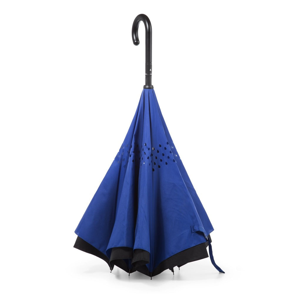 InBrella Reverse Close Umbrella in Royal/Black Inverse Closed Stand Up