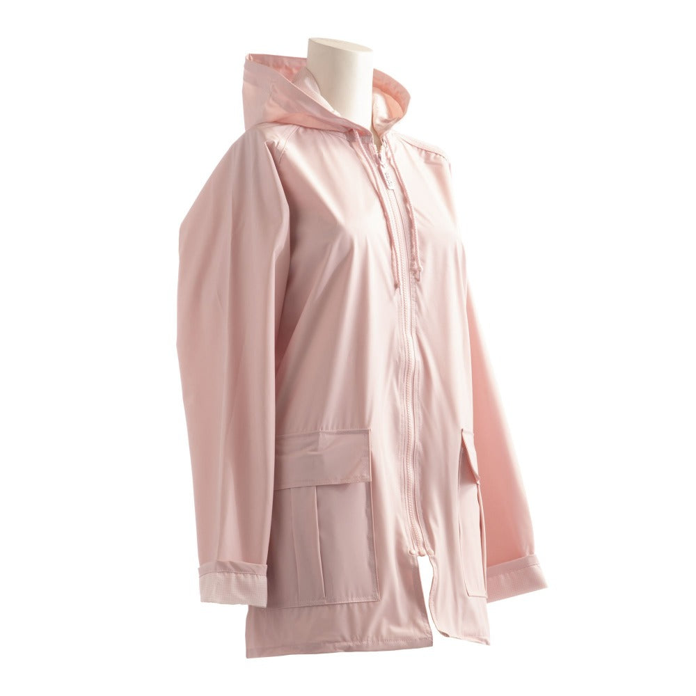 Lined Rain Slicker in Blush Side Profile