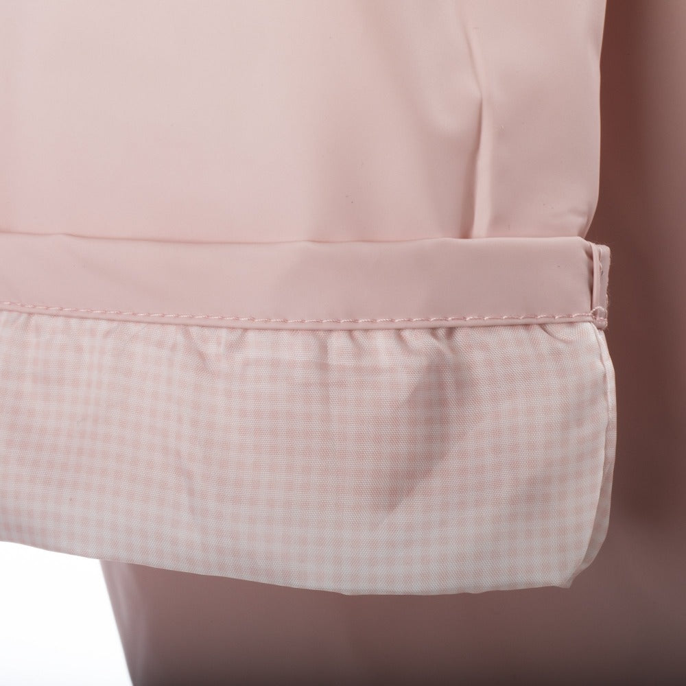 Lined Rain Slicker in Blush Cuff Close Up Gingham Lining