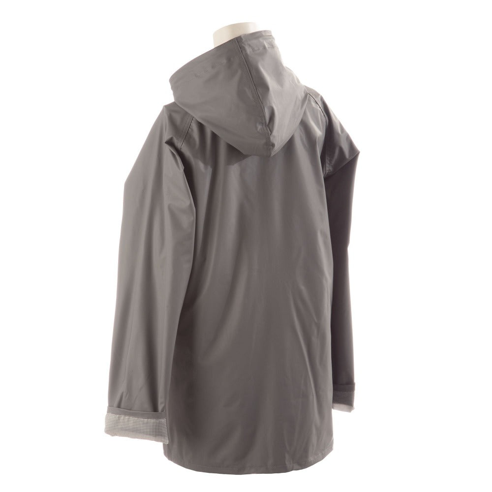 Lined Rain Slicker in Charcoal Back Hood View