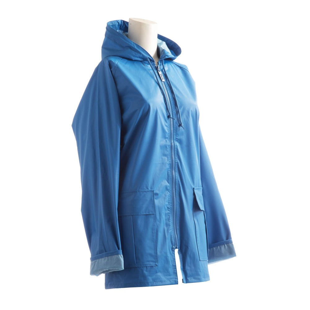 Lined Rain Slicker in Marine Side Profile