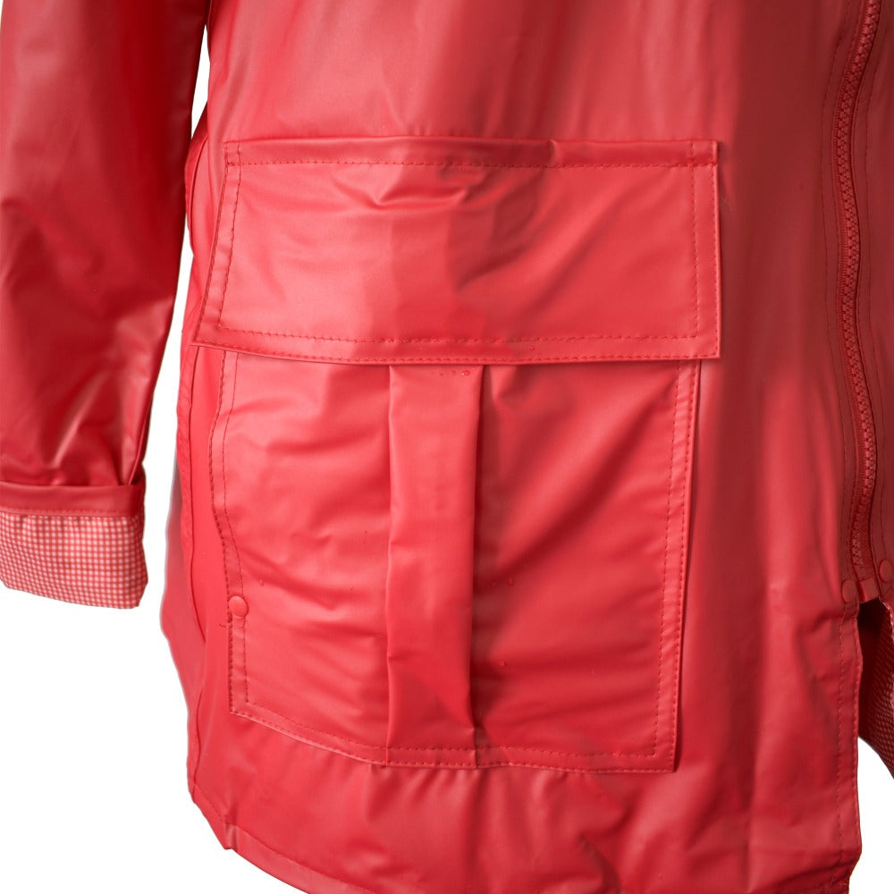 Lined Rain Slicker in Red Pocket