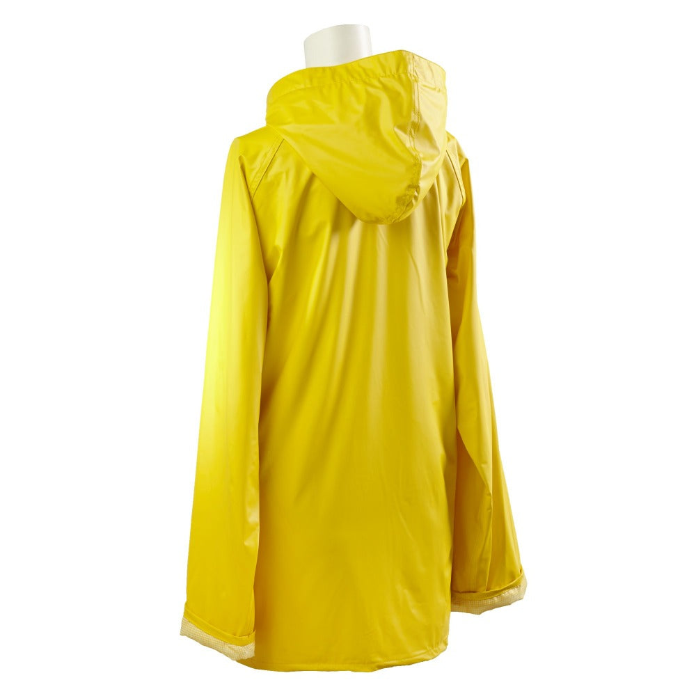 Lined Rain Slicker in Yellow Back Hood View