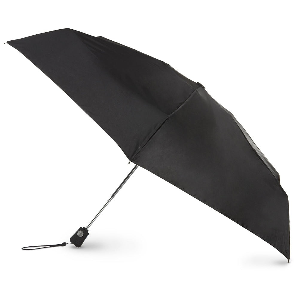 Auto Open/Close Travel Umbrella in Black Open Side Profile