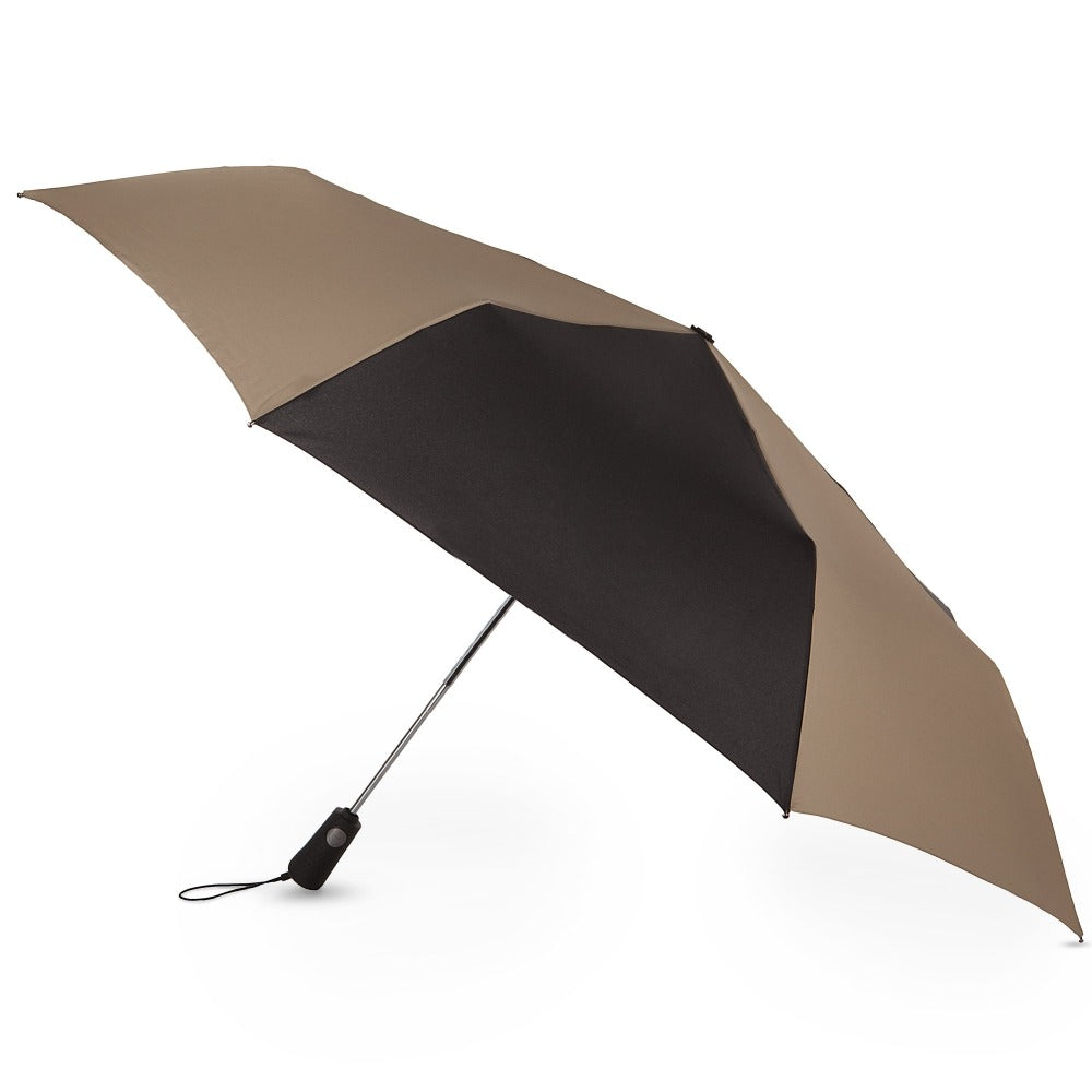Blue Line Golf Size Auto Open/Close Umbrella in Black/Tan Open Side Profile