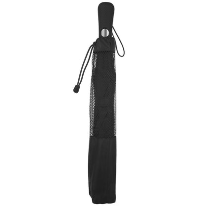 Blue Line Golf Size Auto Vented Canopy Umbrella in Black Closed in Mesh Carrying Case