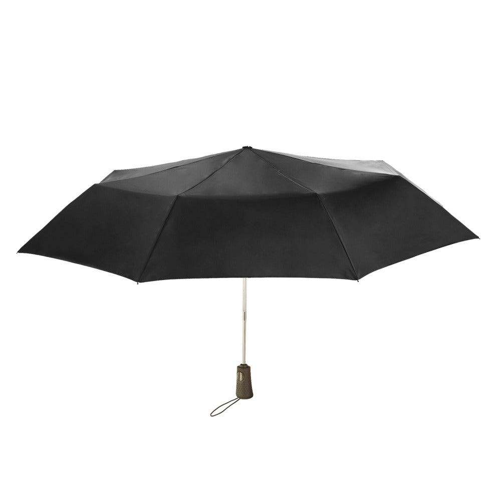 Titan Super Strong Large Folding Umbrella in Black Open Straight On View