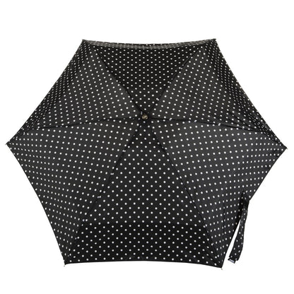 Manual Umbrella with NeverWet® in Black/White Swiss Dot Open Top View