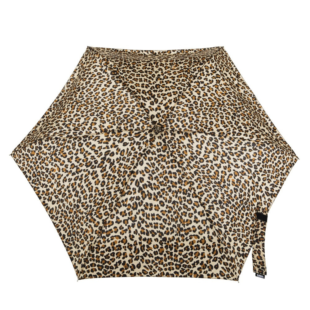 Manual Umbrella with NeverWet® in Leopard Spotted Open Top View