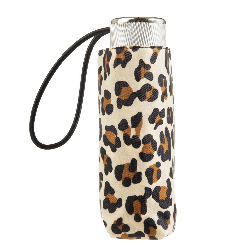 Manual Umbrella with NeverWet® in Leopard Spotted Closed In Carrying Case