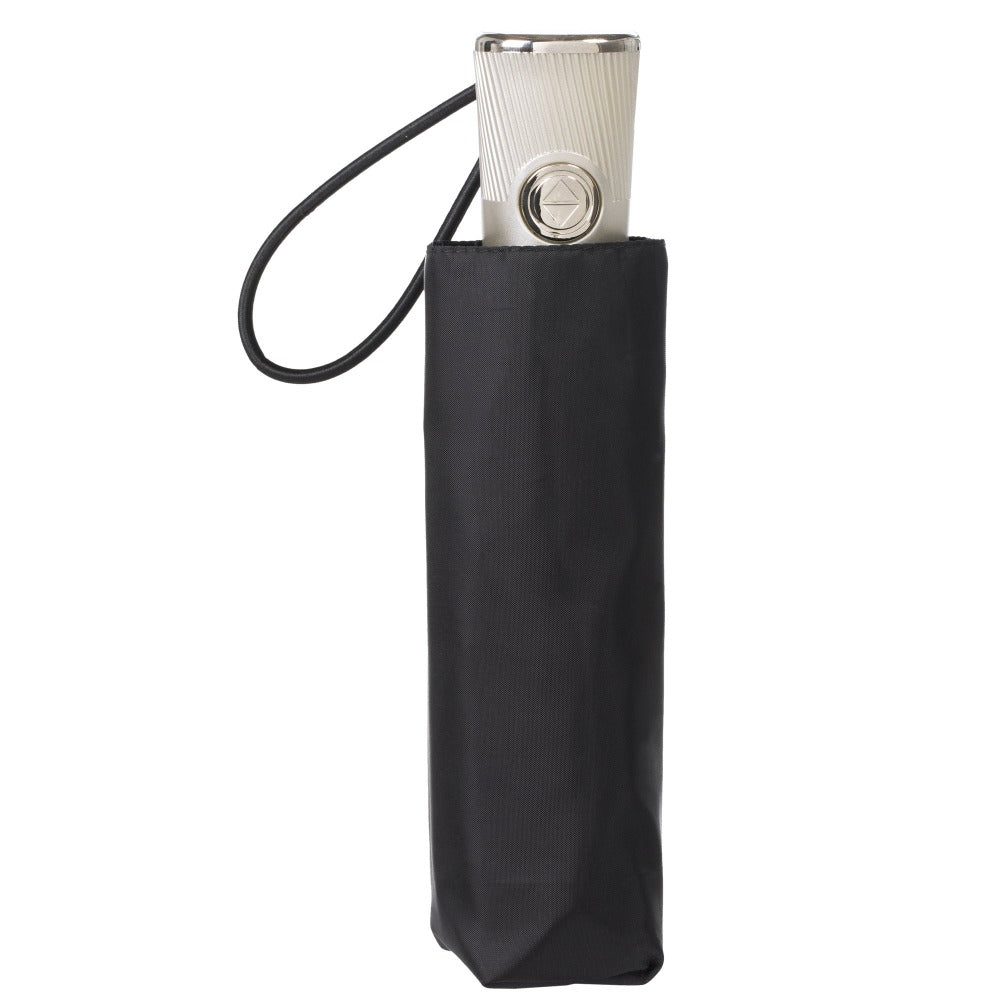 Auto Open Close Umbrella with NeverWet® in Black Closed in Carrying Case