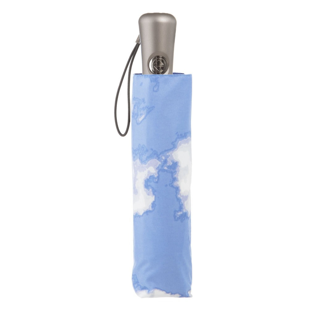 InBrella Reverse Close Folding Umbrella in Clouds Closed in Carrying Case