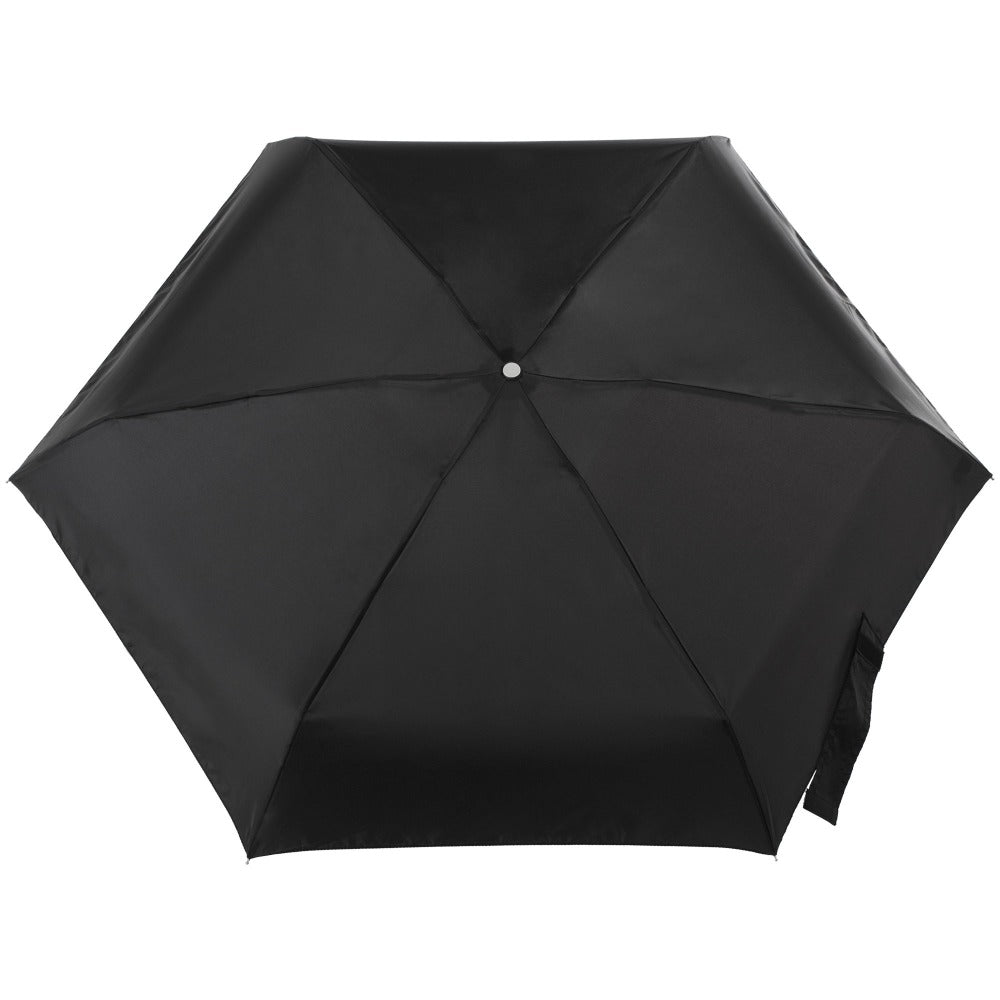 Mini Manual Umbrella With Neverwet in Black Open Top View