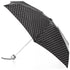 Mini Manual Umbrella With Neverwet in Black/White Swiss Dot Open Side Profile