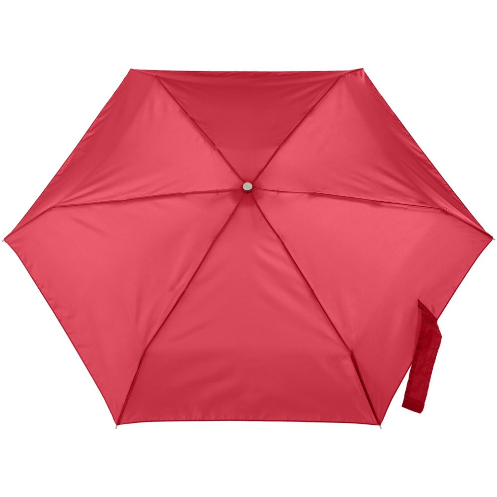 Mini Manual Umbrella With Neverwet in Red Open Top View