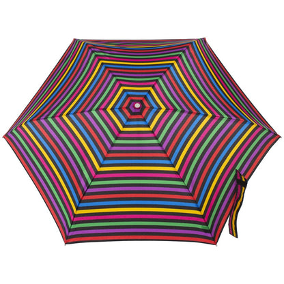 Mini Manual Umbrella With Neverwet in Stripe Hue Open Top View