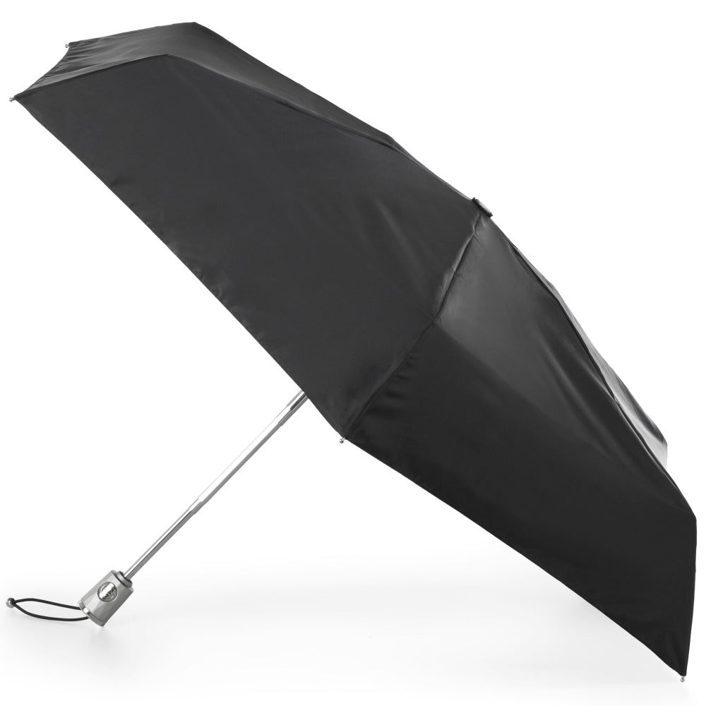 Mini Auto Open Close Neverwet And Sunguard Umbrella in Black Open Side Profile
