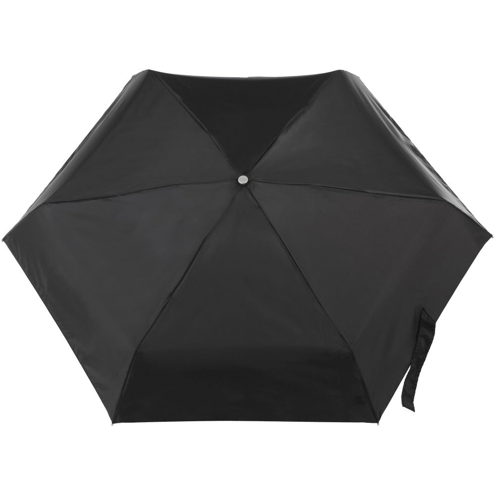 Mini Auto Open Close Neverwet And Sunguard Umbrella in Black Open Top View