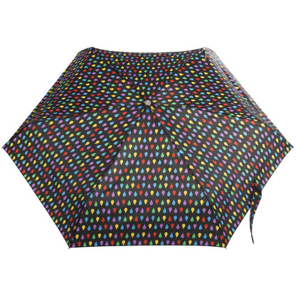 Mini Auto Open Close Neverwet And Sunguard Umbrella in Black Rain Open Top View
