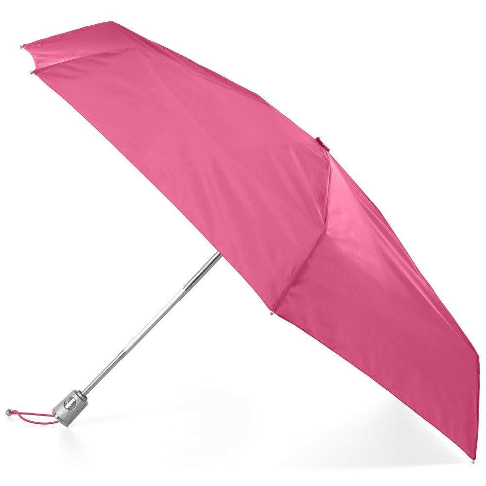 Mini Auto Open Close Neverwet And Sunguard Umbrella in Magenta Open Side Profile