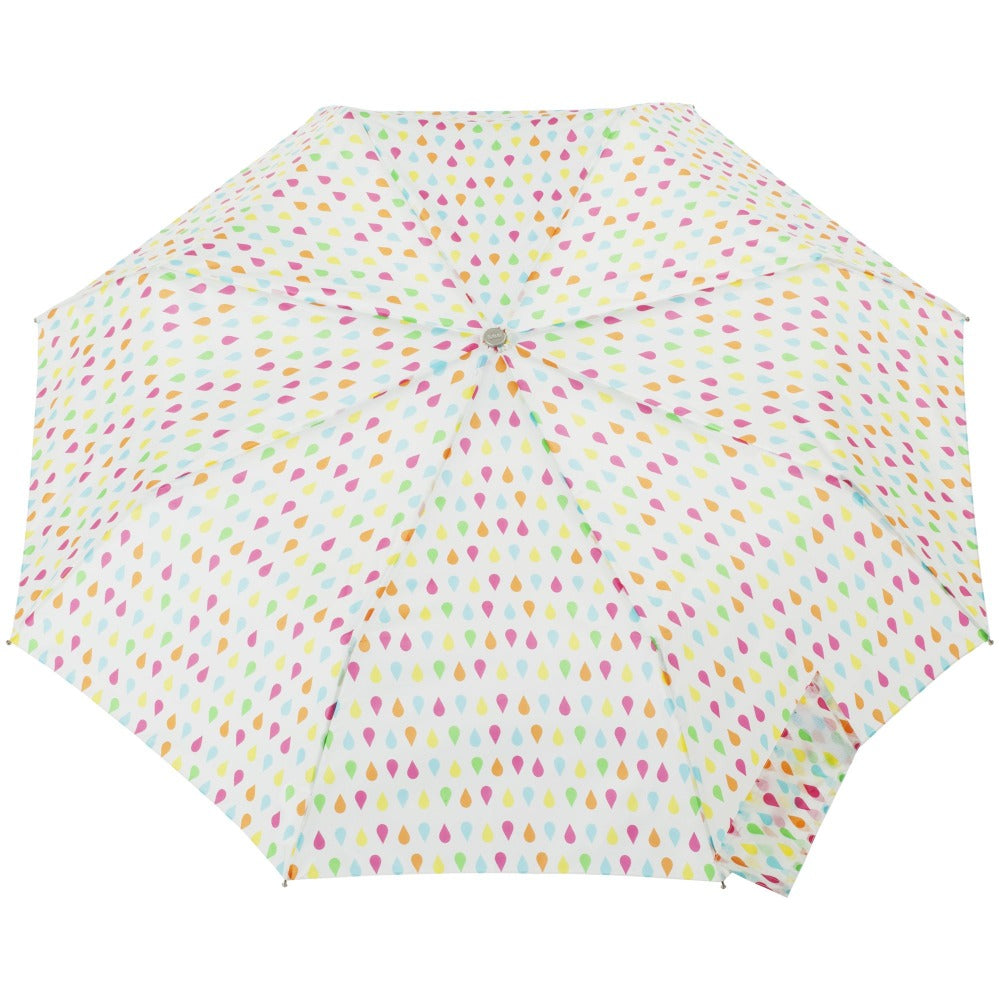 Signature Auto Open Umbrella With Neverwet in White Rain Open Top View