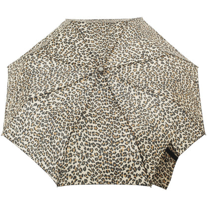 Signature Auto Open Umbrella With Neverwet in Leopard Spotted Open Top View